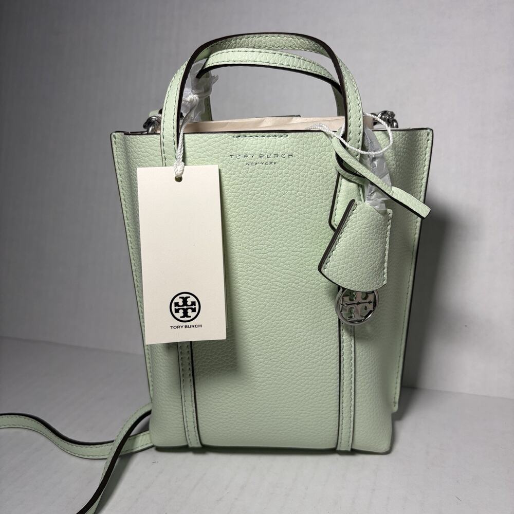 Tory Burch Perry Mini Meadow Mist Leather Crossbody Tote Bag NWT W/ Dustbag
